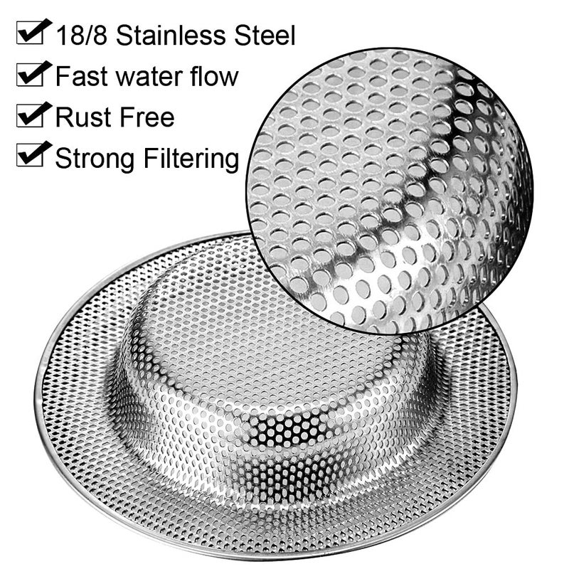 JUNADAEL J Kitchen Sink Strainer, 2-Pack Sink Strainer Basket with Handle, 4.5" Diameter, Stainless Steel, Rust Free and Dishwasher Safe - Image 4